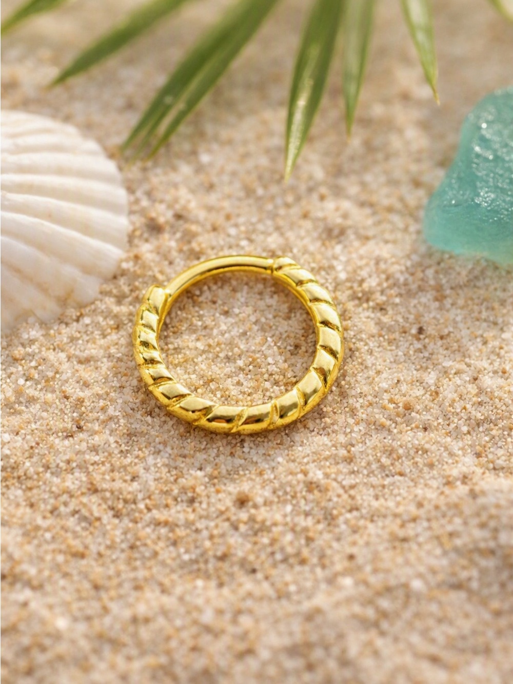 14K Gold Over Sterling Body Piercing Twist Mini-Hoop, Boho Minimalist,  .5g